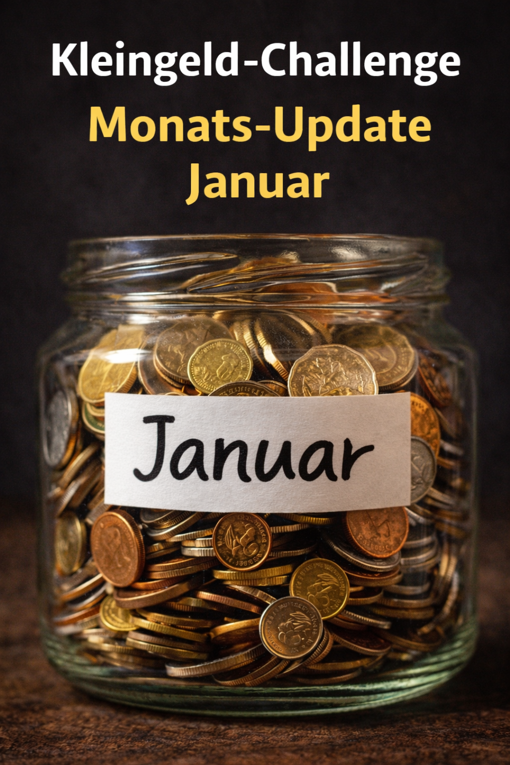 Kleingeld-Challenge Monats-Update Januar 2026 – Sparglas mit gesammeltem Kleingeld